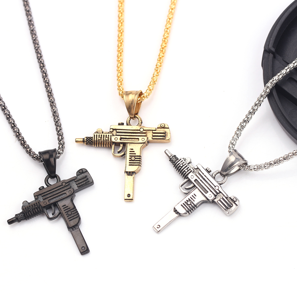 Men'S Fashion Necklaces - Punk Uzi Pistolen-Maschinengewehr Halskette Anhänger -