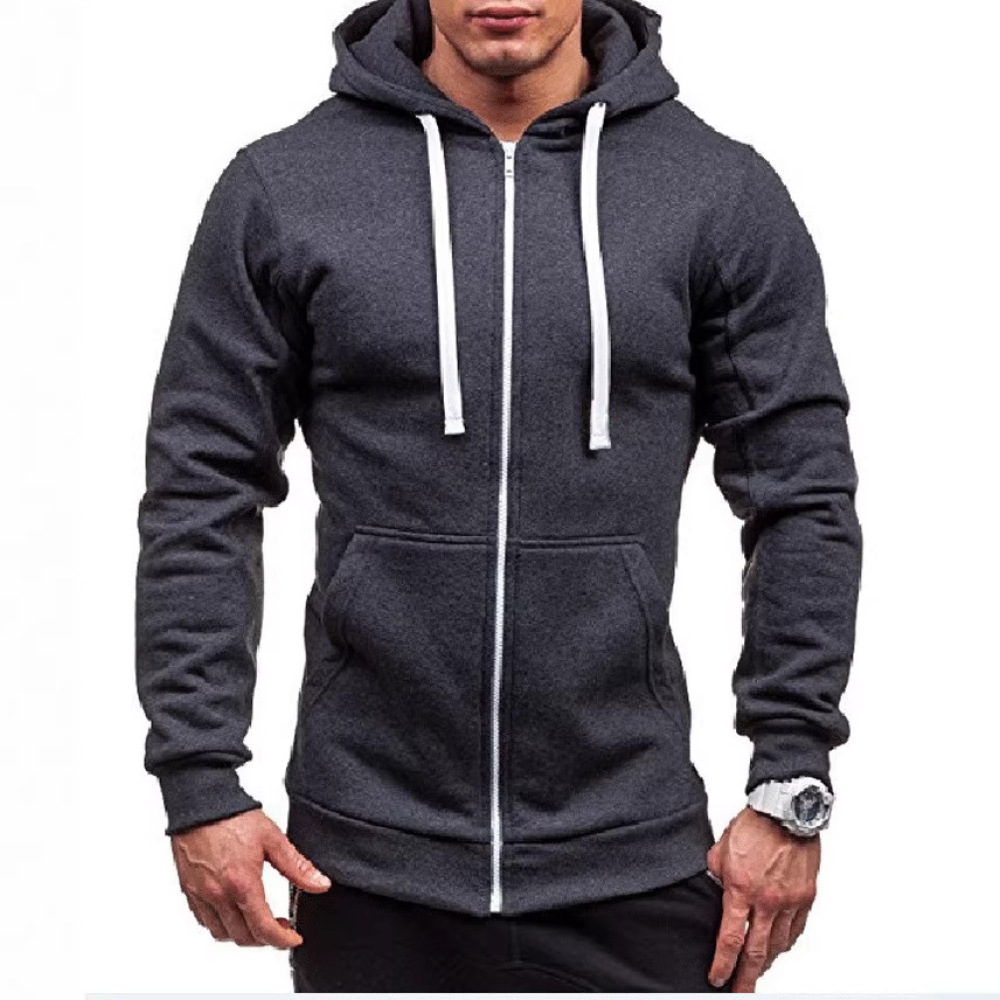 Men'S Fashion Zipper Jacket - Herren Mode-Hoodies Einfarbige Reißverschlussjacke Lässiger Fitness-Sweatshirt