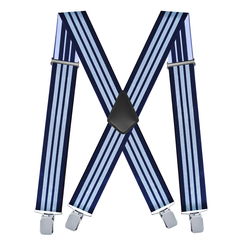 Suspenders Clip Men - Streifen-Hosenträger für Herren, X-Rücken, 5,1 cm