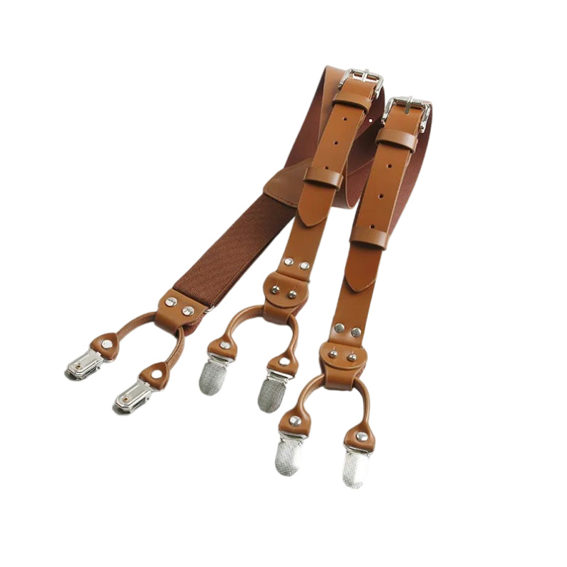 Suspenders Clip Men - 2,5 cm Leder Elastizität Herren Hosenträger
