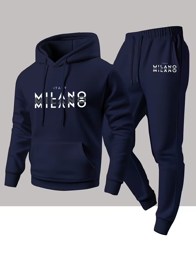 Men'S Fashion Hoodie - Herren Trendiges Mode-Set mit Buchstabendruck Zweiteiliges