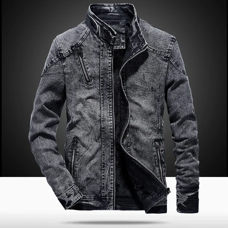 Men'S Fashion Light Jacket - Herren Jeansjacke Koreanische Mode Hellblau Bedruckte