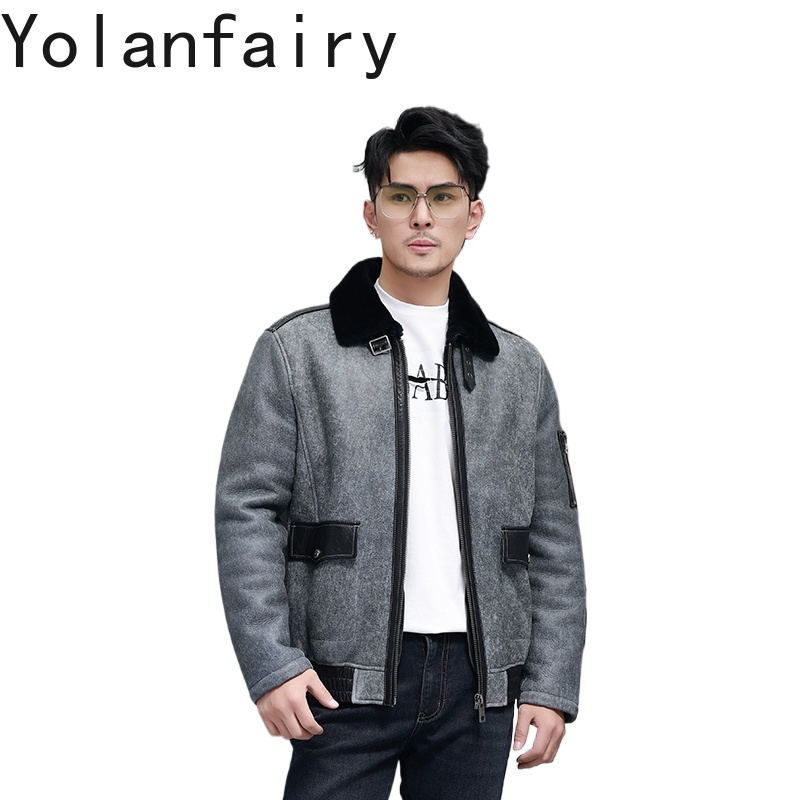 Men'S Fashion Zipper Jacket - YOLANFAIRY Kurze Natürliche Pelzmantel Mann Mode