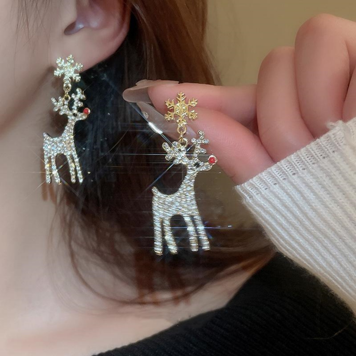 Men'S Fashion Xmas Party - Weihnachten Urlaub Deer Tropfen Ohrringe Voller