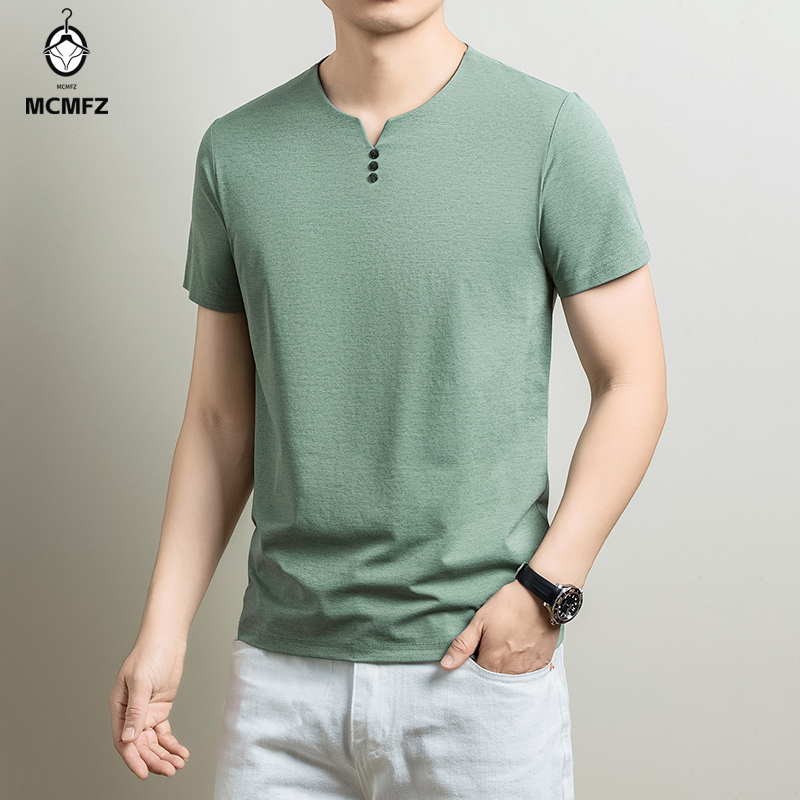 Men'S Fashion 2025 - Herren Basic Henley T-Shirt aus bequemer