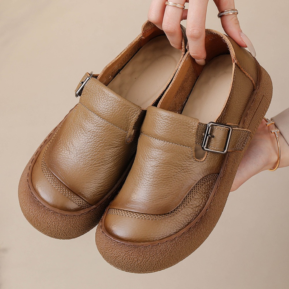 Leather Belt Braided - Lässige Einzelschuhe für Damen, Frühling und