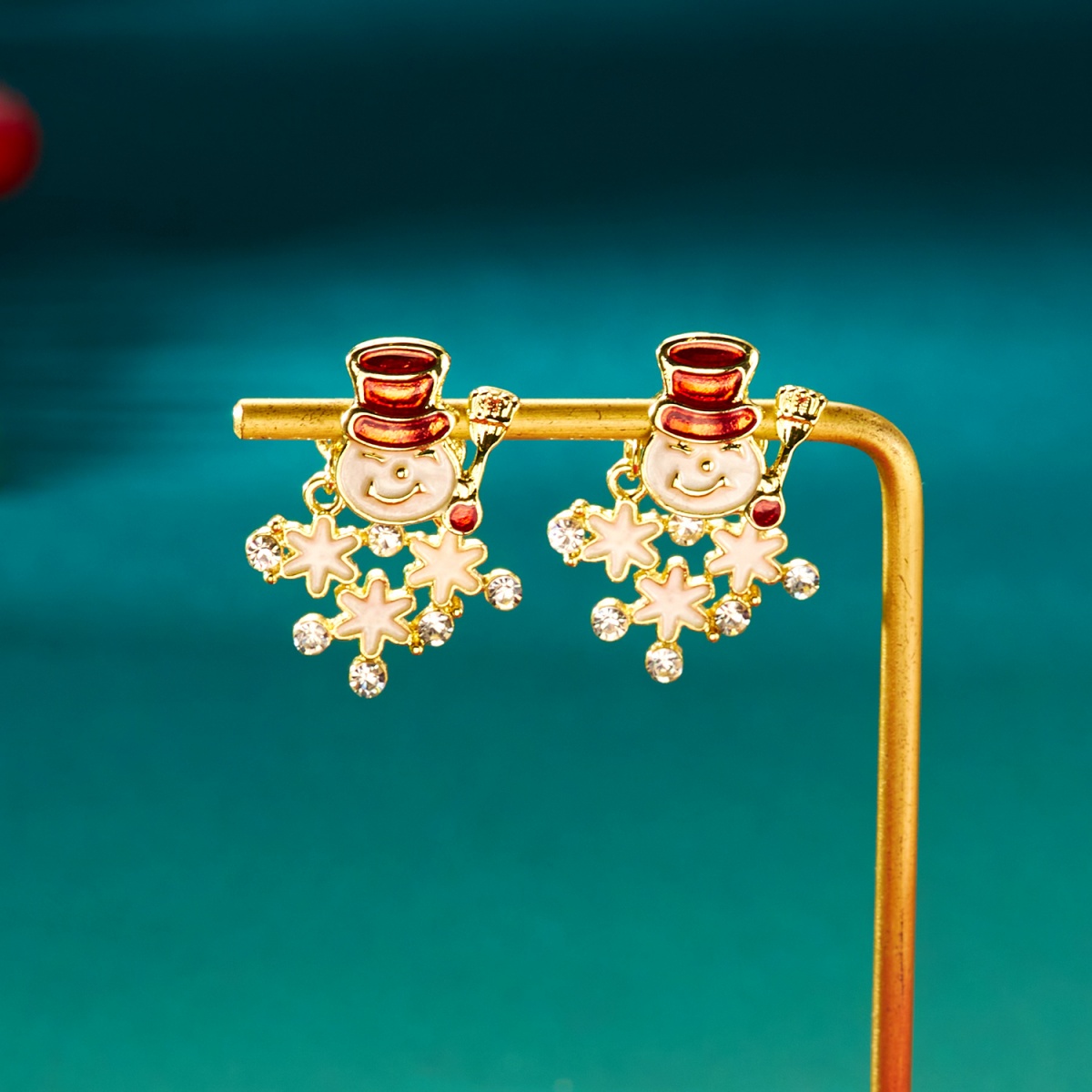 Men'S Fashion Xmas Party - Weihnachten Urlaub Ohrstecker Strass Schneeflocke Tragen