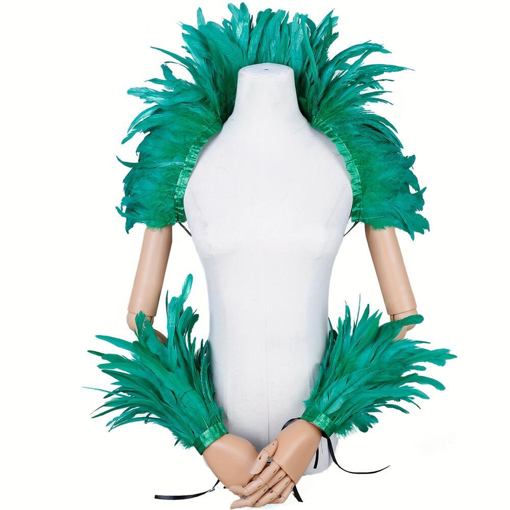Men Fashion Rave - Eleganter Damenschal mit roten Federn für