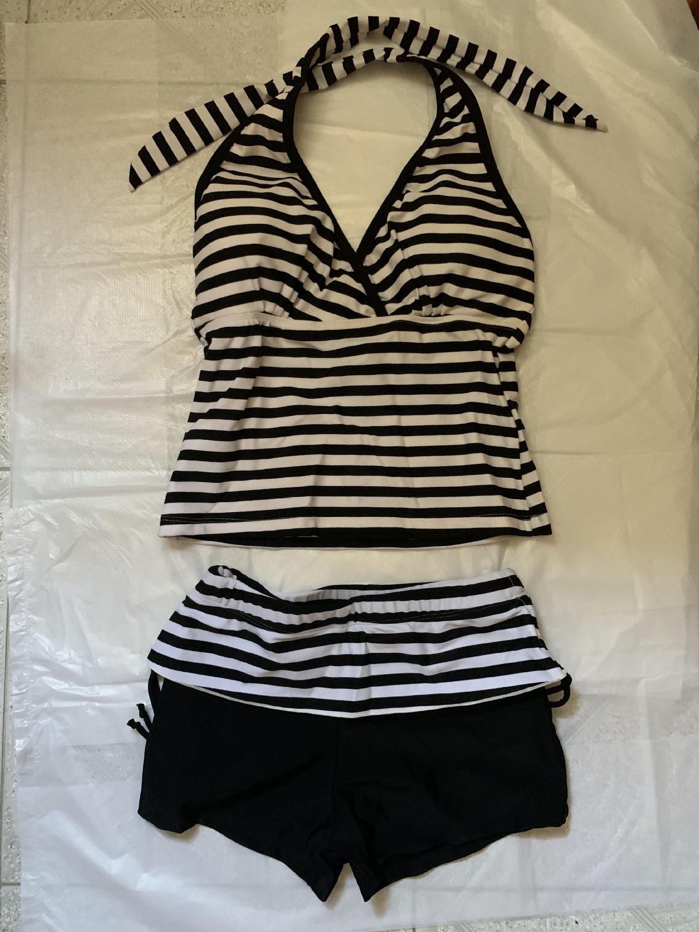 Swim Trunk Shorts - Gestreifter Tankini, zweiteiliger Badeanzug, nautischer Stil,