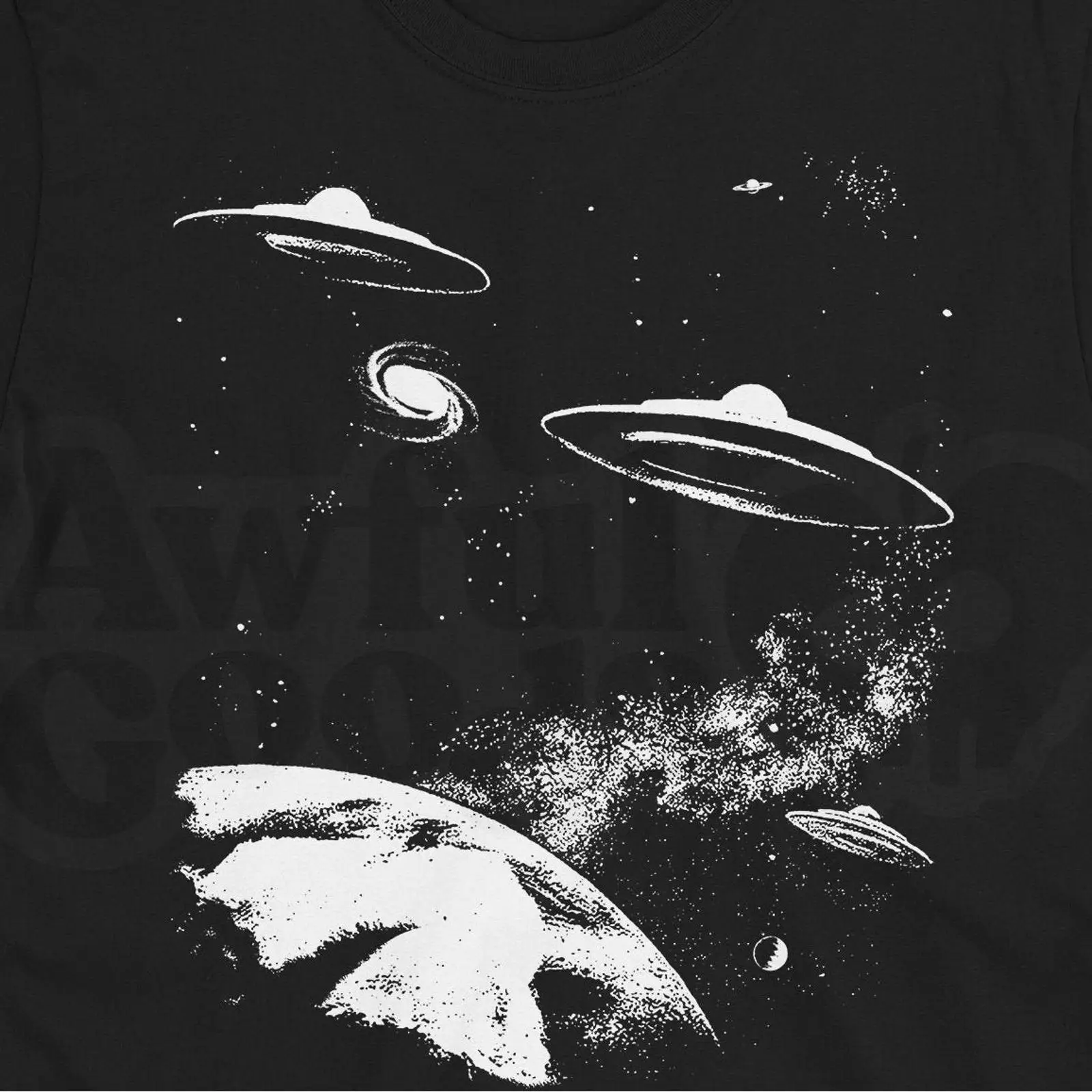1950S Fashion Men'S - Retro-UFO-T-Shirt im Sci-Fi-Alien-Design der 1950er Jahre,