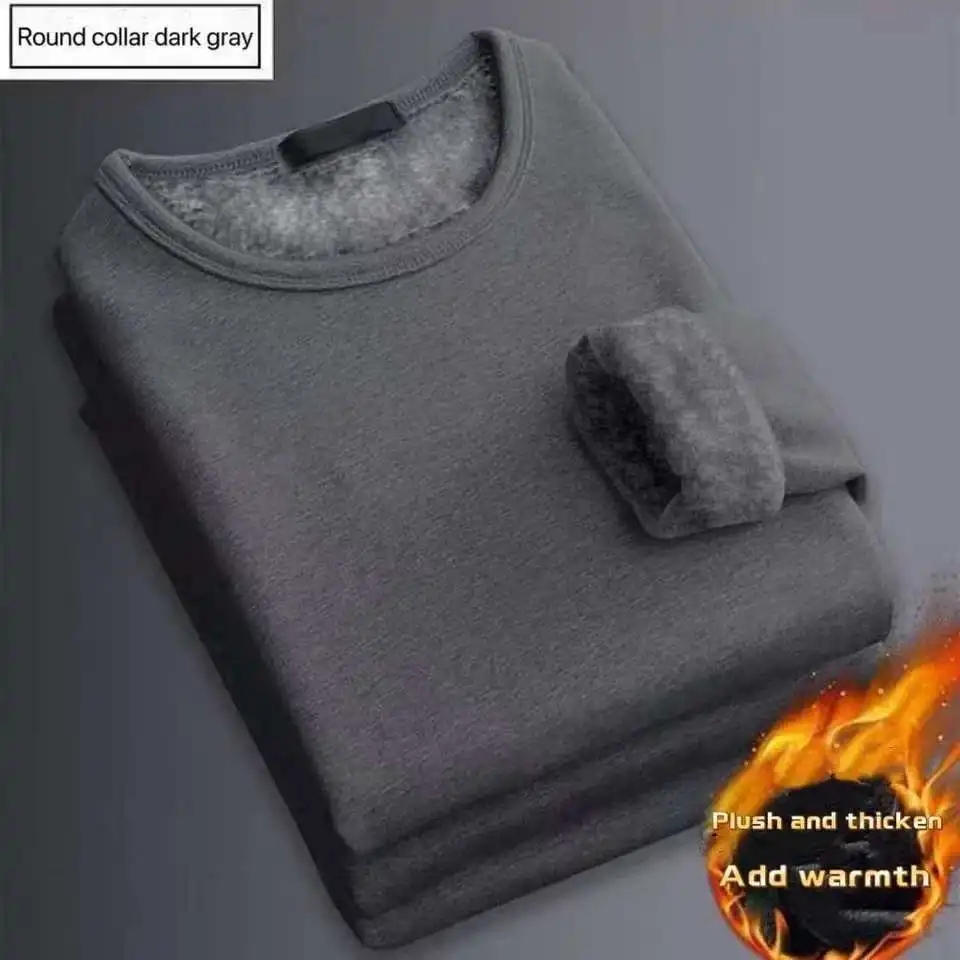 Men'S Fashion 2025 - Winter-Herren-Thermo-Unterwäsche-T-Shirt mit langen Ärmeln, Fleece-Unterhemd, Rundhals-Shirt,
