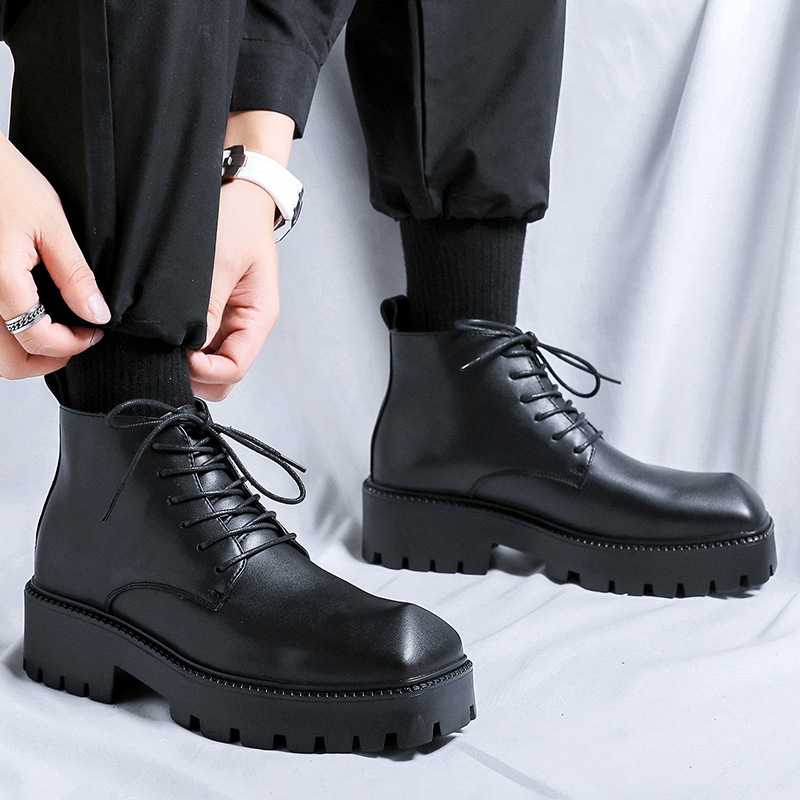 Men'S Fashion Brands - Männer Luxusmode Original Lederstiefel Schnürschuhe mit