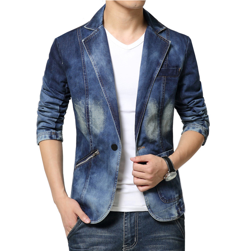 Denim Anzug Jacke Marke Männer – Men'S Fashion Light Jacket Bewertung und Preis