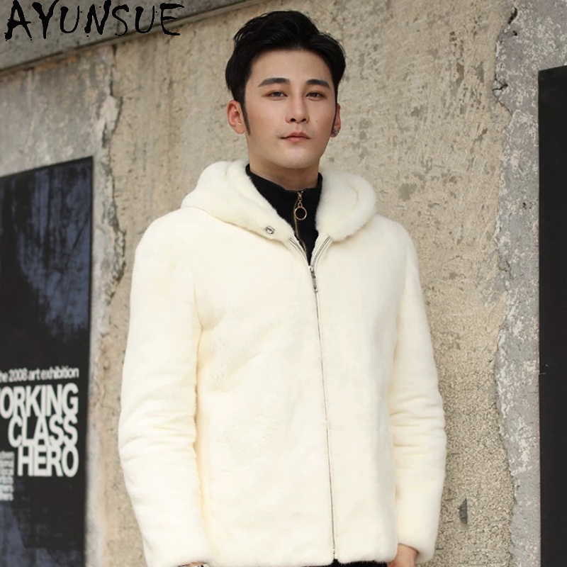 AYUSNUE Natürlicher Nerzmantel – Men'S Fashion Zipper Jacket Bewertung und Preis