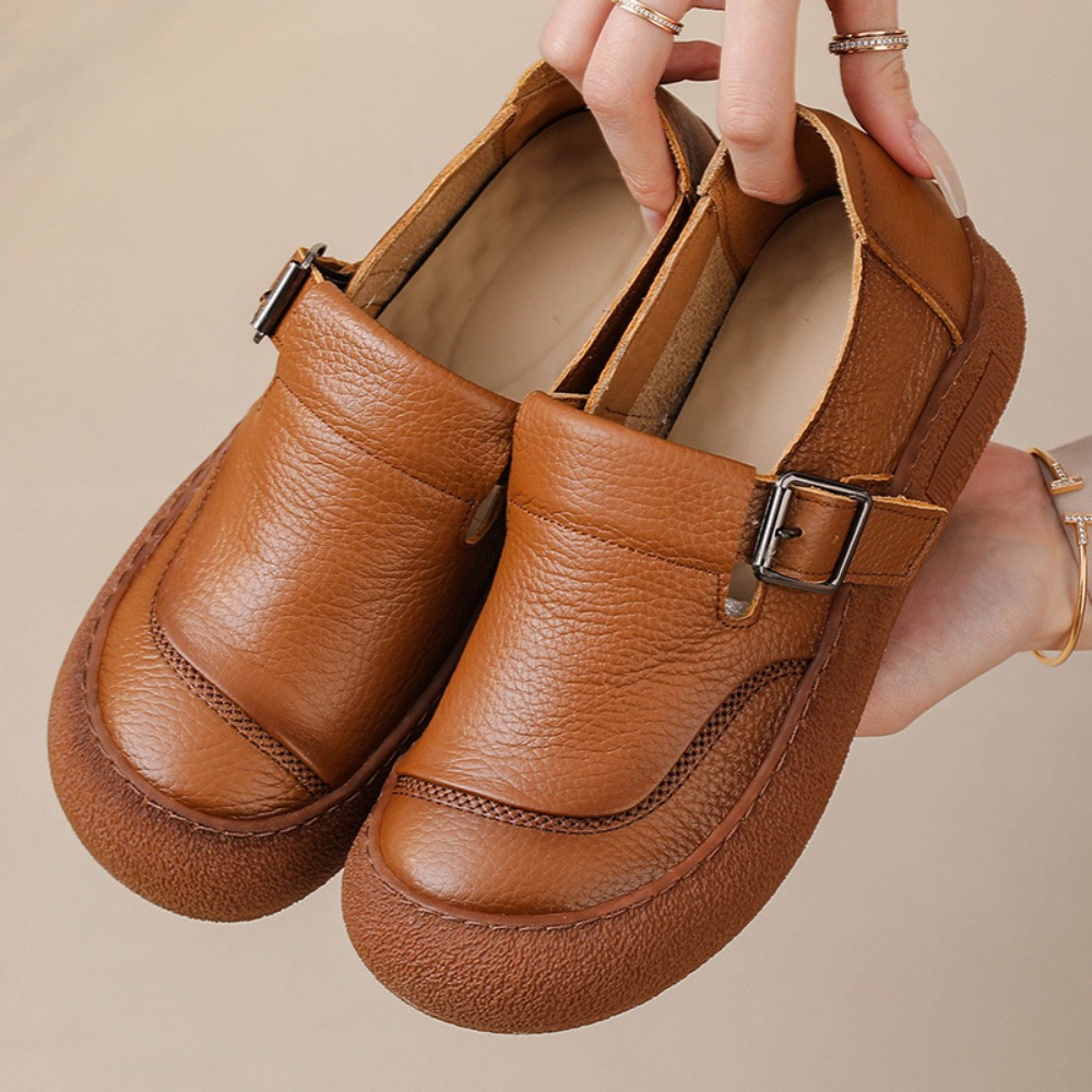 Lässige Einzelschuhe für Damen – Leather Belt Braided Bewertung und Preis